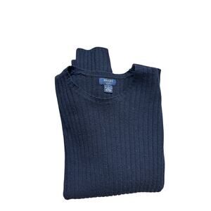 Vintage Brooks Brothers Sport Sweater Men's M 100% Lambswool Navy Ribbed